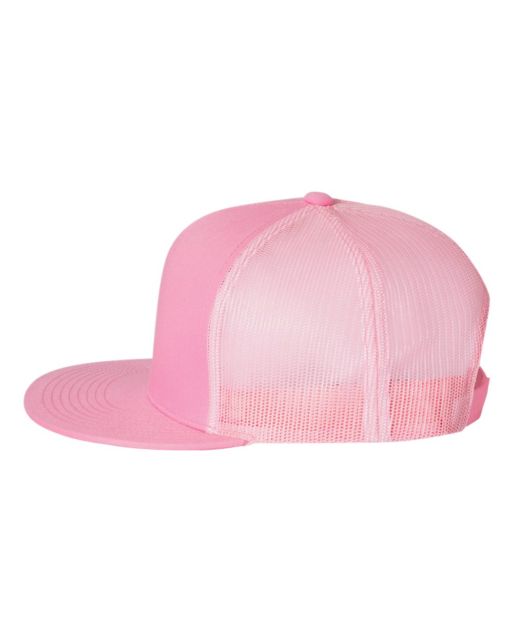 Left View of Pink Five-Panel Classic Trucker Cap - 6006