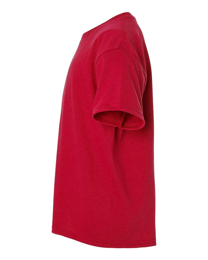 Left View of Red DryBlend® Youth T-Shirt - 8000B