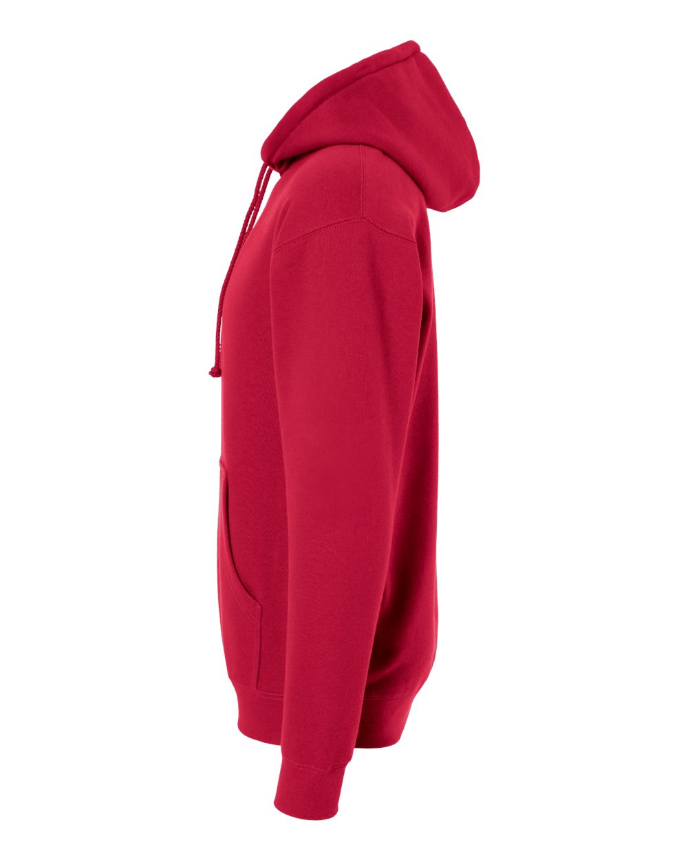 Left View of Red Midweight Hooded Sweatshirt - SS4500