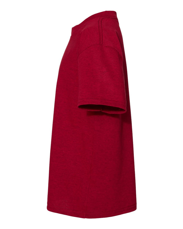 Left View of Red Pepper Heather Essential-T Youth T-Shirt - 5480
