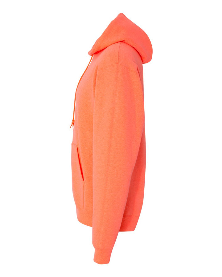 Left View of Retro Heather Coral NuBlend® Hooded Sweatshirt - 996MR