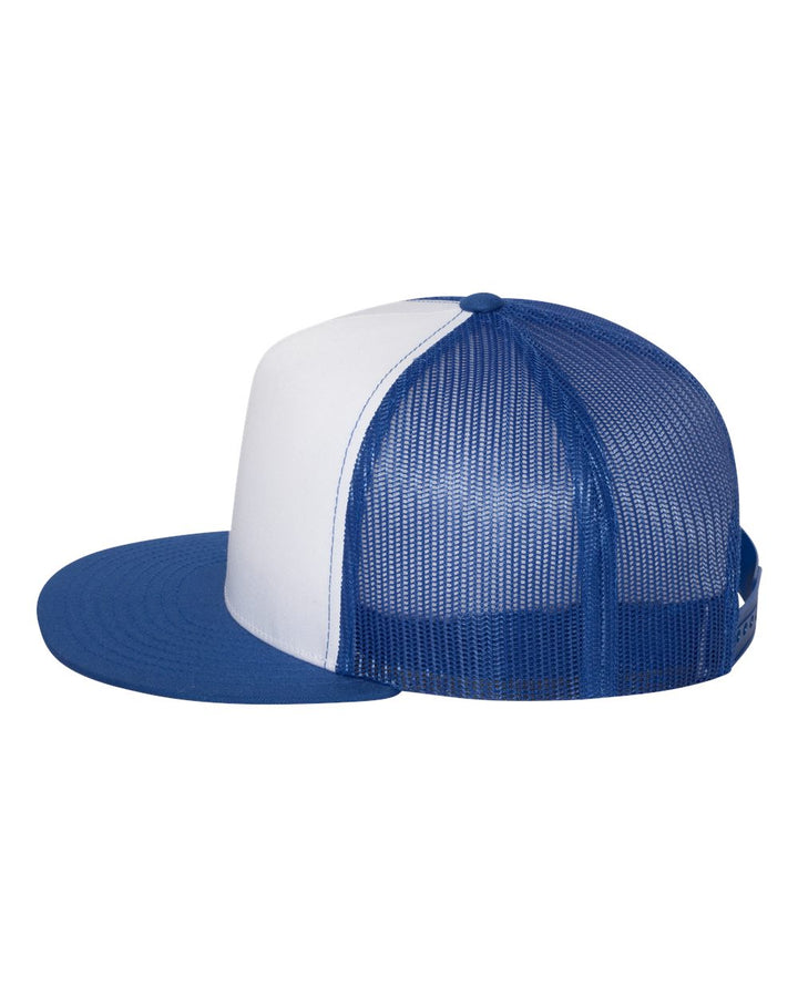 Left View of Royal/ White/ Royal Five-Panel Classic Trucker Cap - 6006