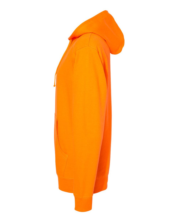 Left View of Safety Orange Midweight Hooded Sweatshirt - SS4500