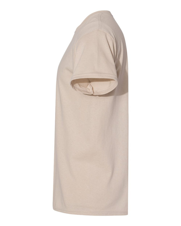 Left View of Sand Heavy Cotton™ T-Shirt - 5000