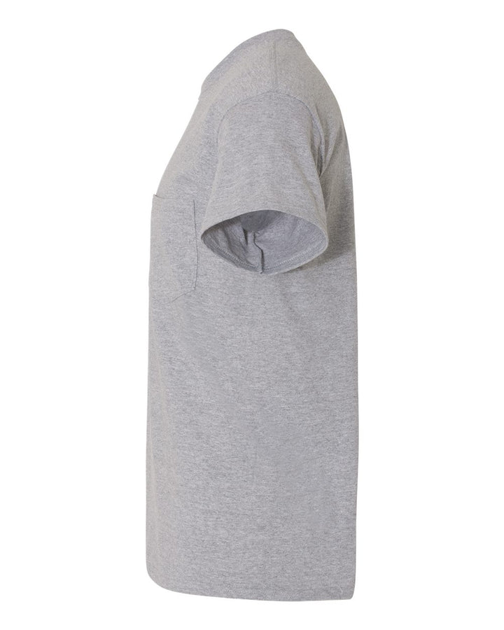 Left View of Sport Grey Heavy Cotton™ Pocket T-Shirt - 5300
