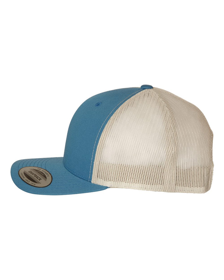 Left View of Steel Blue/ Silver Retro Trucker Cap - 6606