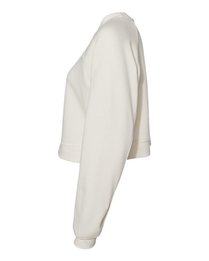 Left View of Vintage White Women's Raglan Pullover Fleece - 7505