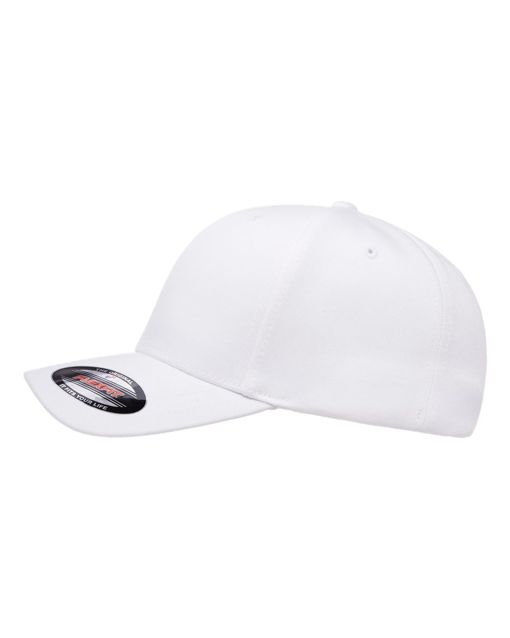 Left View of White Cotton Blend Cap - 6277
