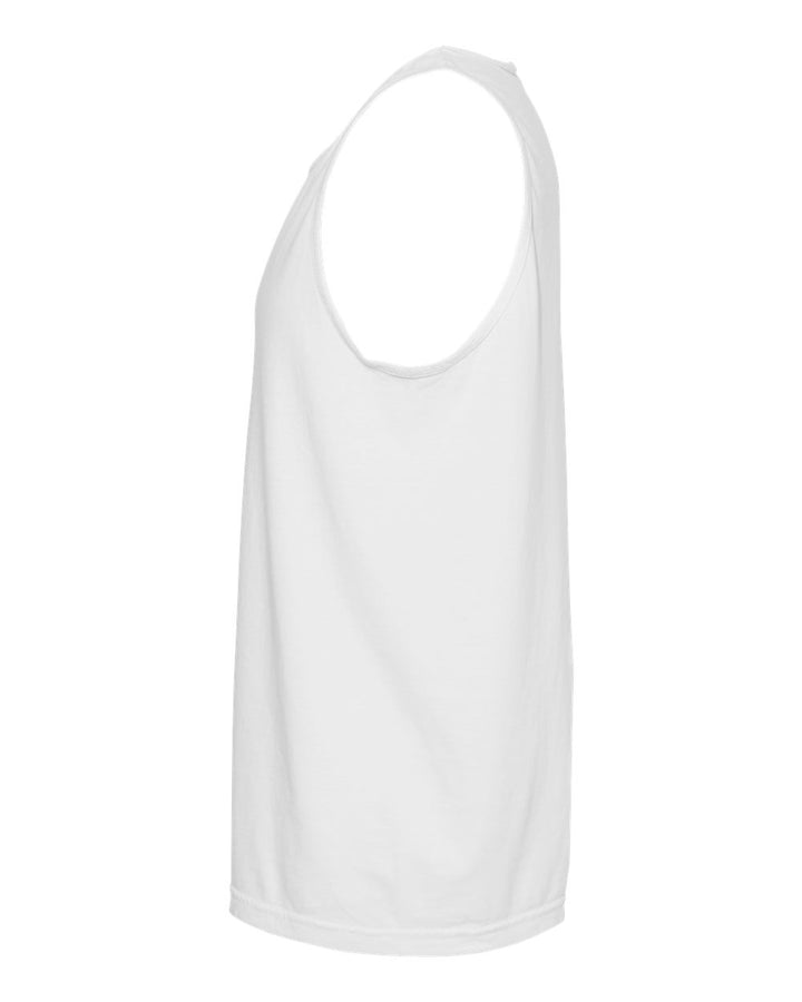 Left View of White Garment-Dyed Heavyweight Tank Top - 9360