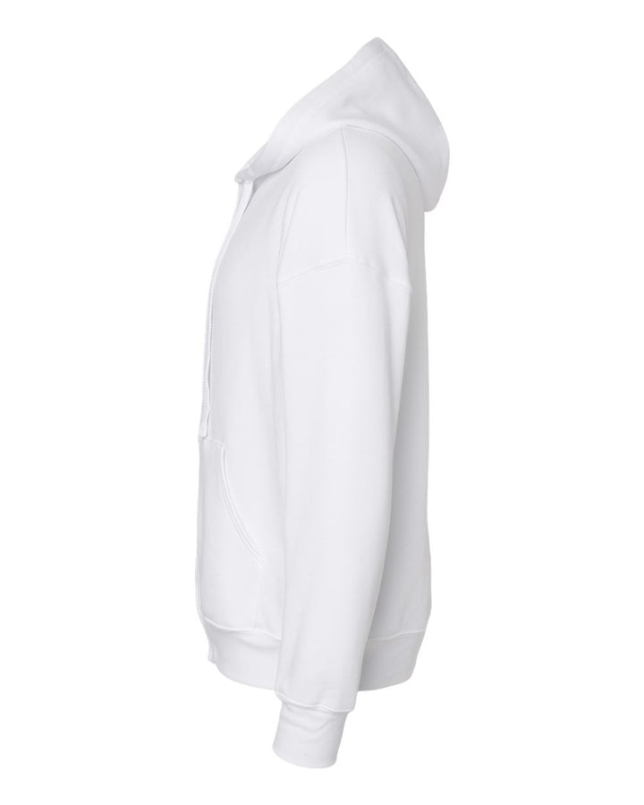 Left View of White Sponge Fleece DTM Full-Zip Hoodie - 3759