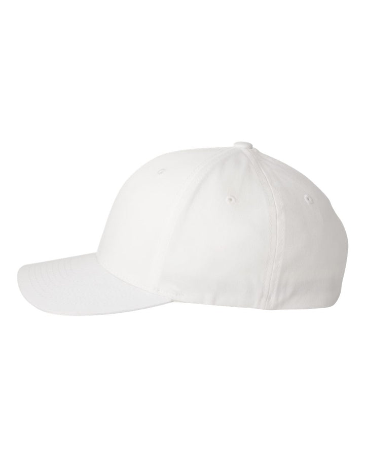 Left View of White V-Flexfit® Cotton Twill Cap - 5001