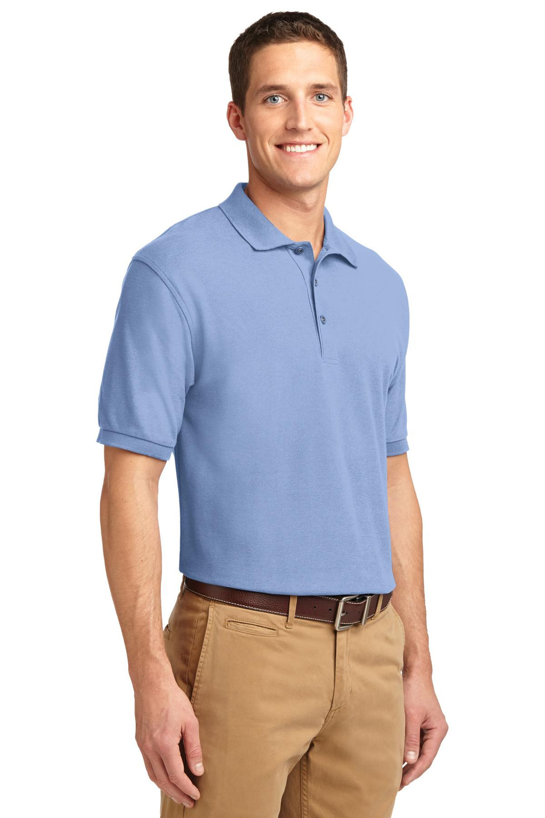 Light Blue Port Authority Silk Touch Polo K500