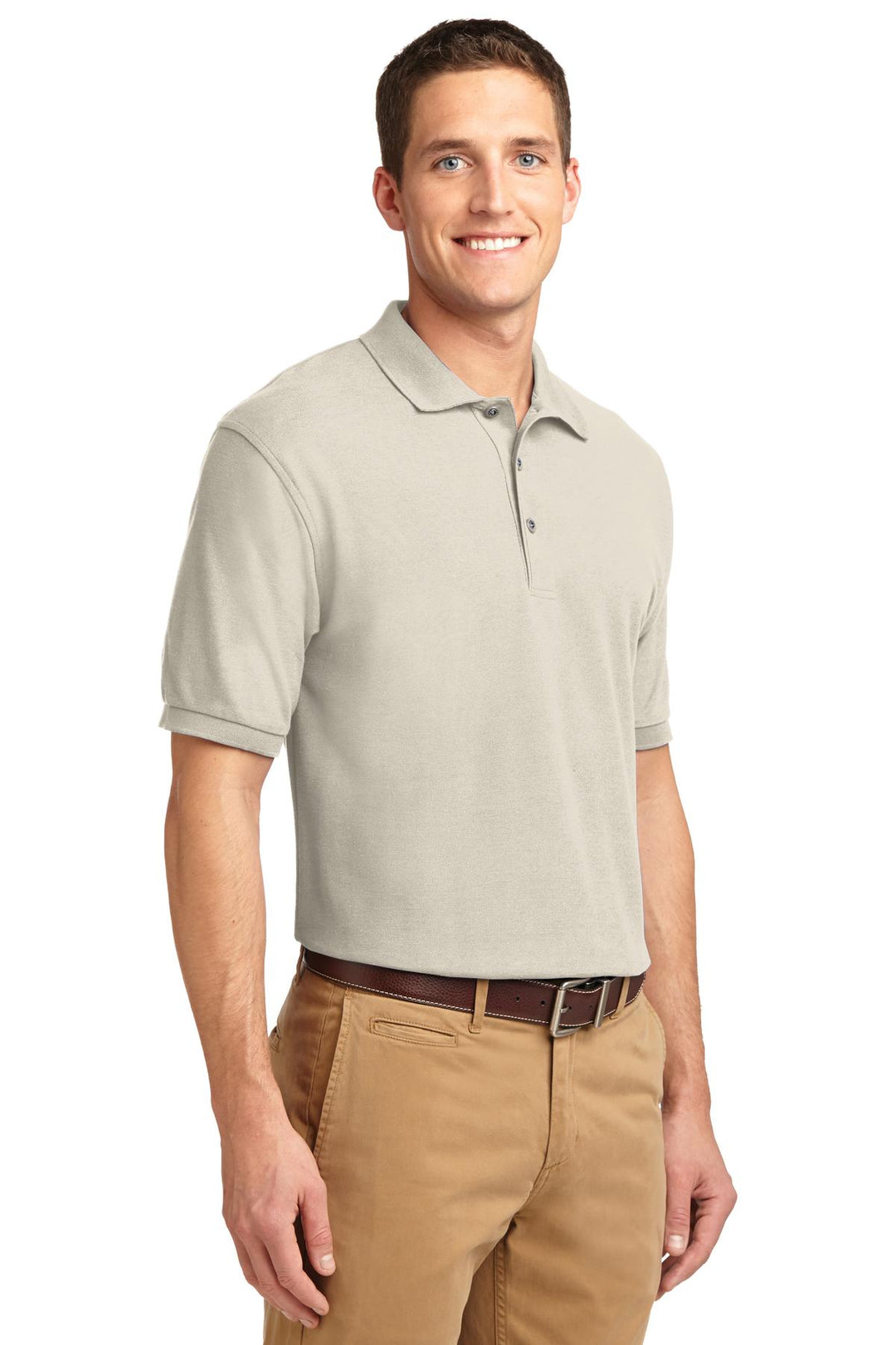 Light Stone Port Authority Silk Touch Polo K500