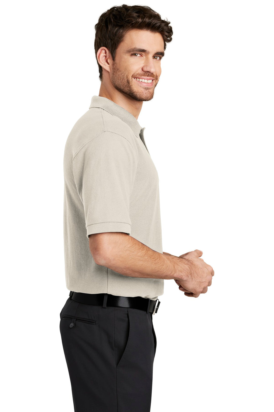 Light Stone Port Authority Silk Touch Polo K500