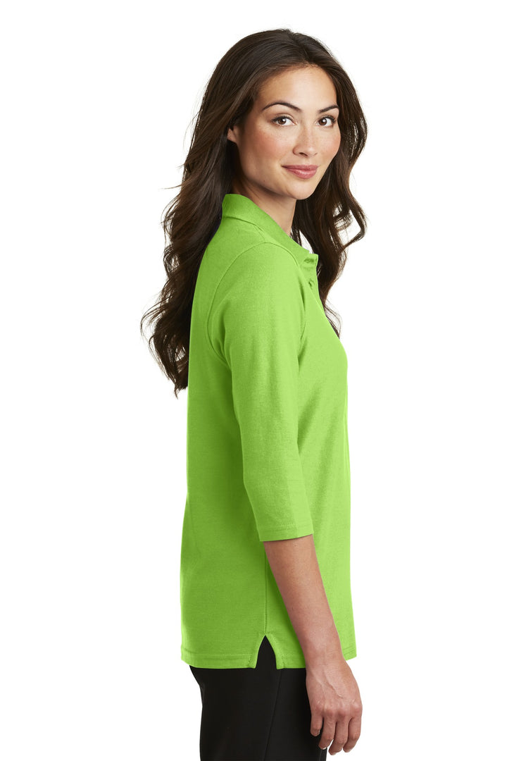Lime Port Authority Women's Silk Touch 3/4-Sleeve Polo. L562
