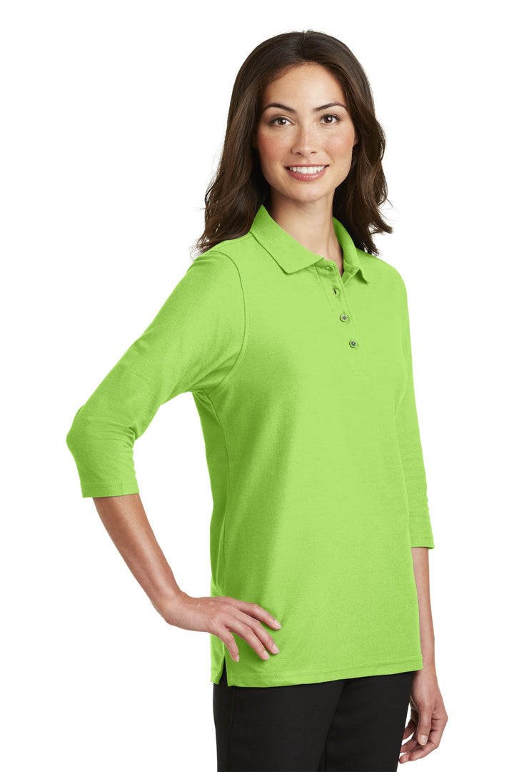 Lime Port Authority Women's Silk Touch 3/4-Sleeve Polo. L562