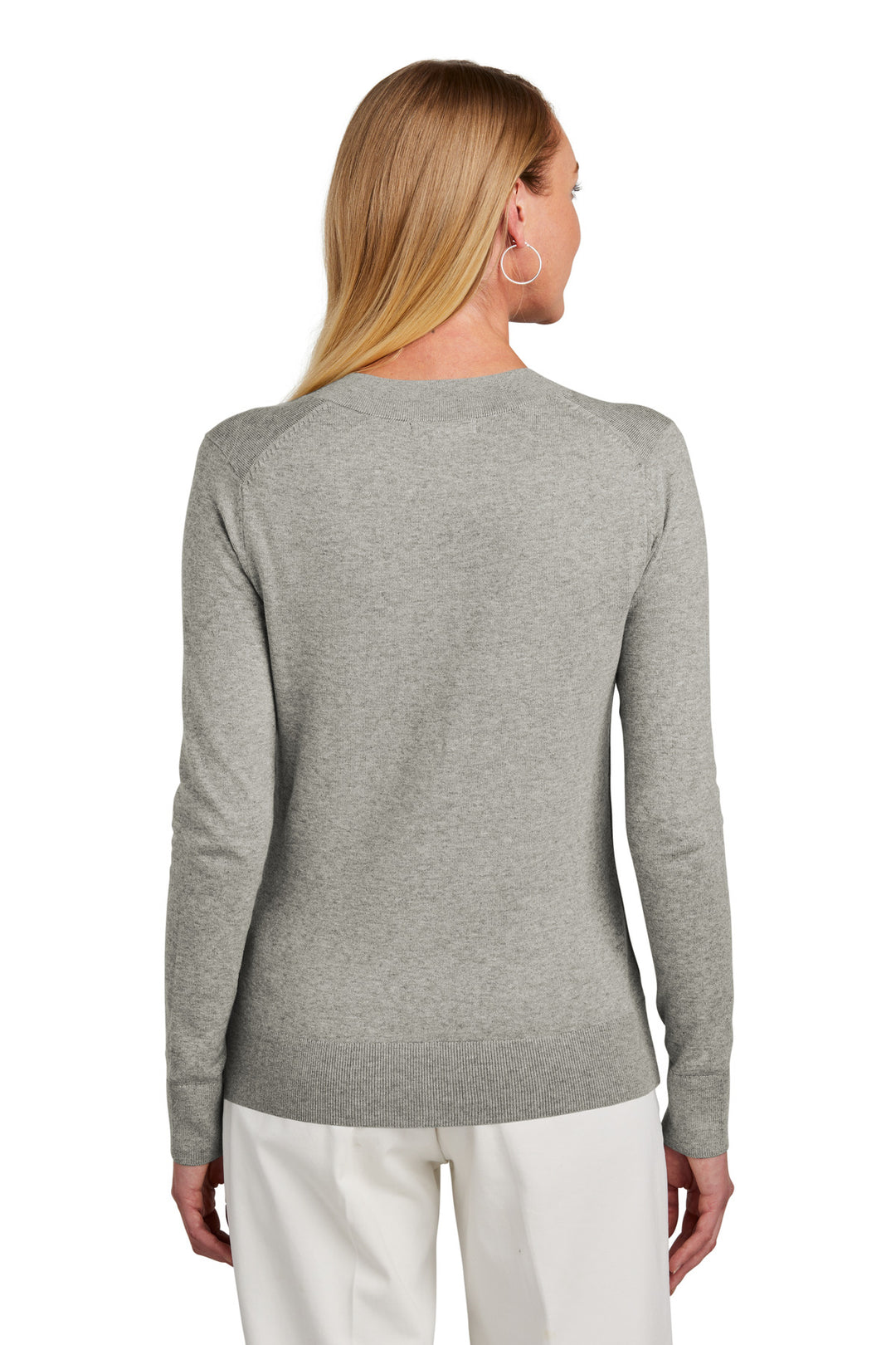 LtShdGyHtr Brooks Brothers Women's Cotton Stretch V-Neck Sweater BB18401