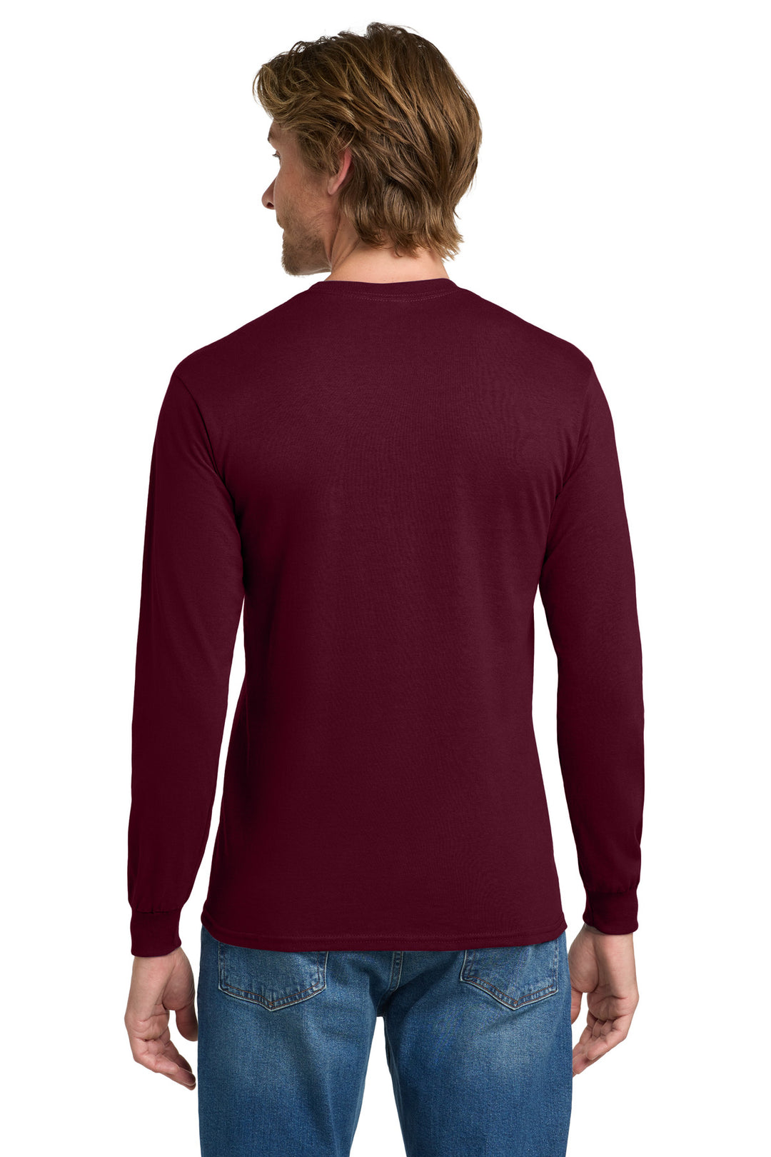 Maroon Gildan - Heavy Cotton 100% Cotton Long Sleeve T-Shirt. 5400