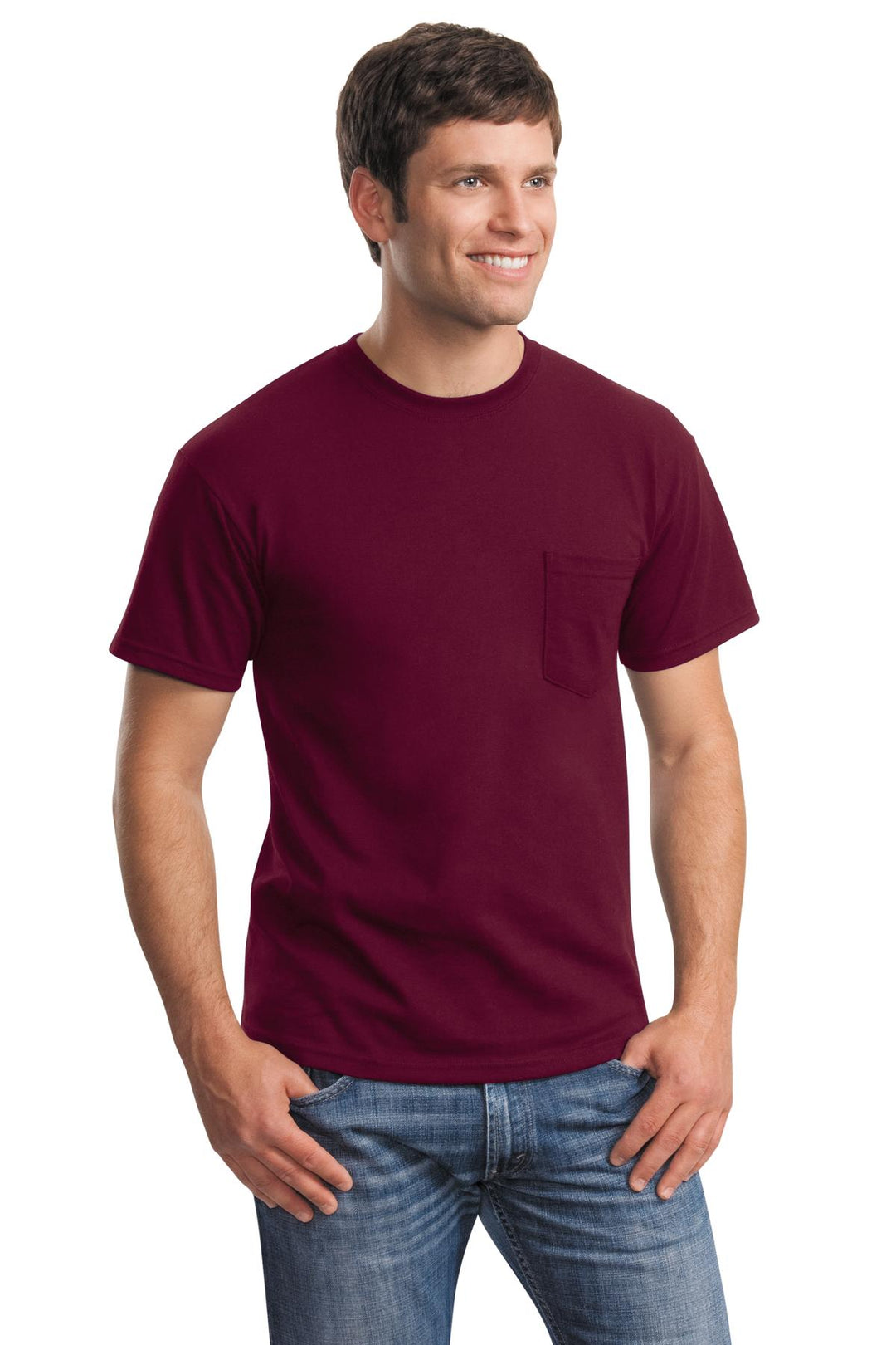 Maroon Gildan - Ultra Cotton 100% US Cotton T-Shirt with Pocket. 2300
