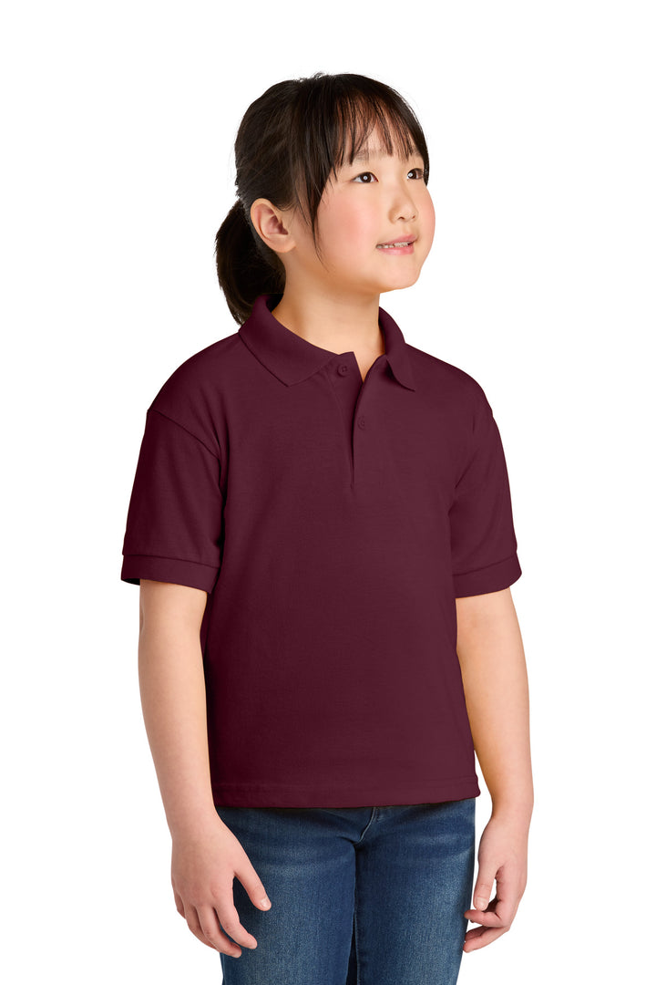 Maroon Gildan Youth DryBlend 6-Ounce Jersey Knit Sport Shirt. 8800B