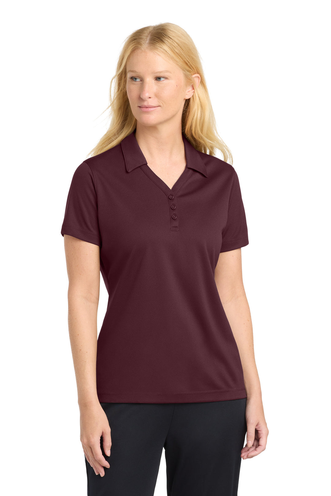 Maroon Sport-Tek Women's PosiCharge Micro-Mesh Polo. LST680