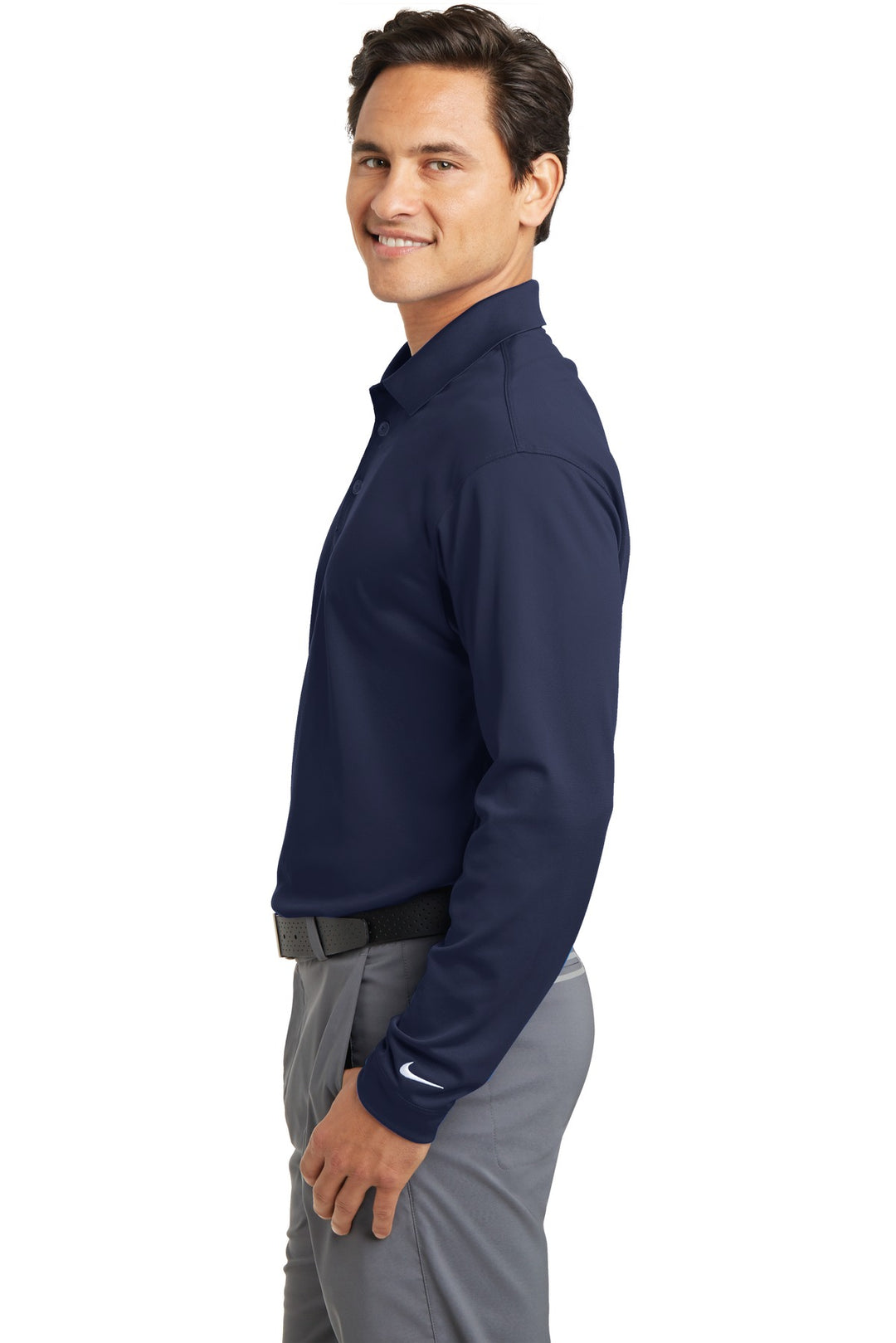 Midnight Navy Nike Tall Long Sleeve Dri-FIT Stretch Tech Polo. 604940