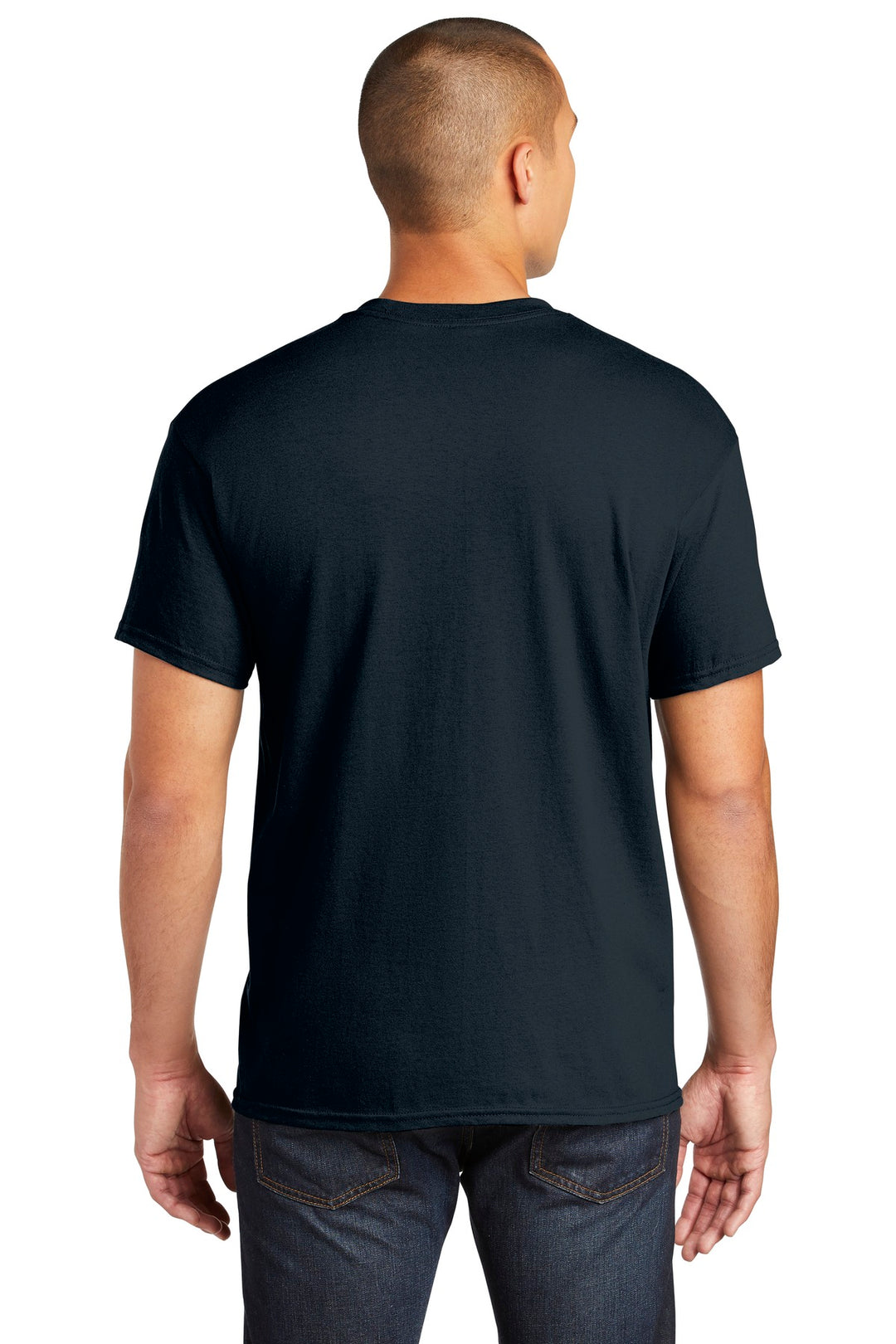 Navy Gildan Heavy Cotton 100% Cotton Pocket T-Shirt. 5300