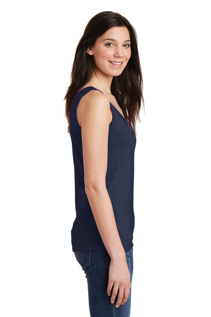 Navy Gildan Softstyle Junior Fit Tank Top. 64200L