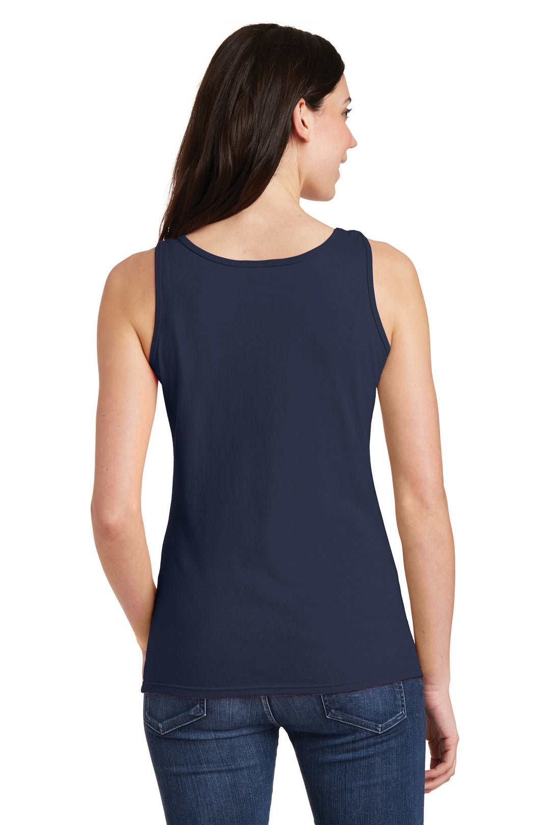 Navy Gildan Softstyle Junior Fit Tank Top. 64200L