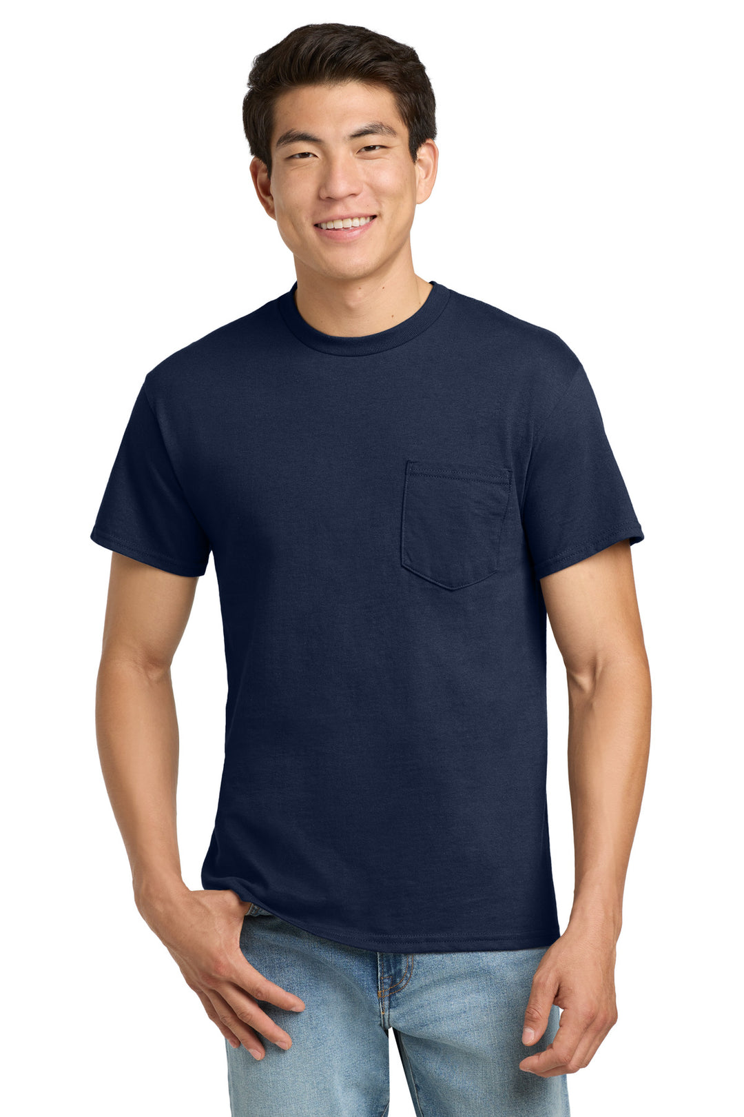 Navy Gildan - Ultra Cotton 100% US Cotton T-Shirt with Pocket. 2300