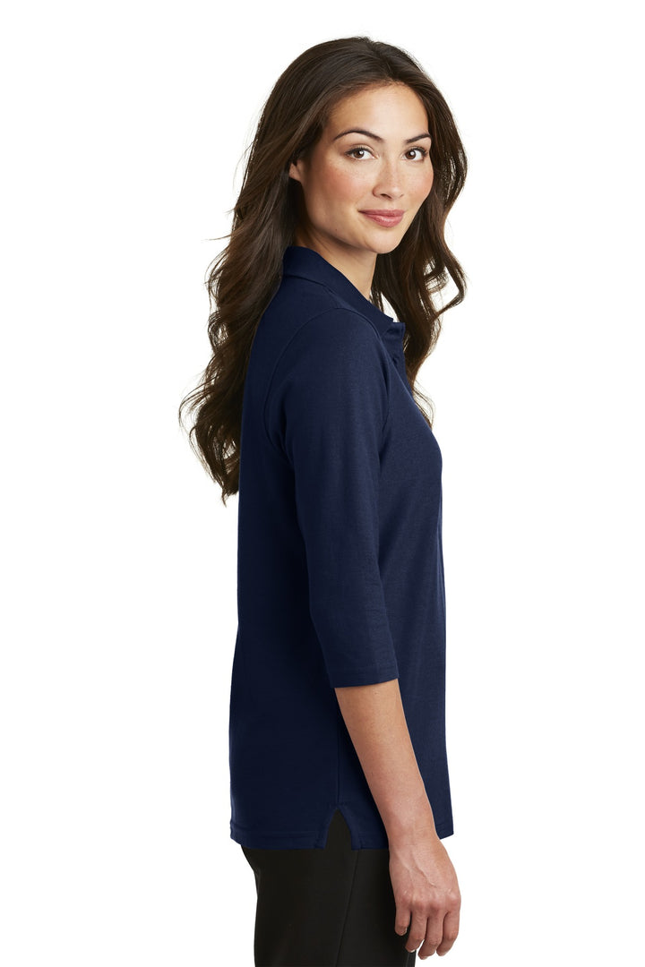 Navy Port Authority Women's Silk Touch 3/4-Sleeve Polo. L562