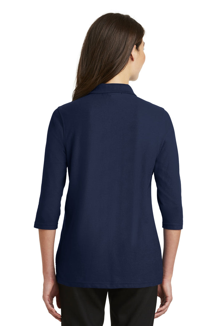 Navy Port Authority Women's Silk Touch 3/4-Sleeve Polo. L562