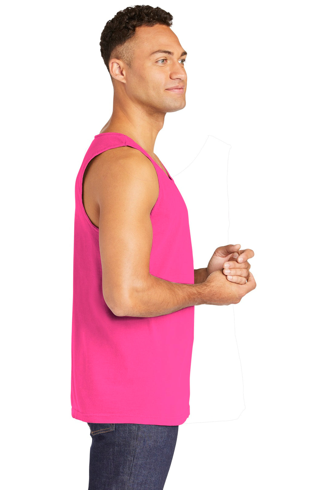 Neon Pink COMFORT COLORS Heavyweight Ring Spun Tank Top. 9360