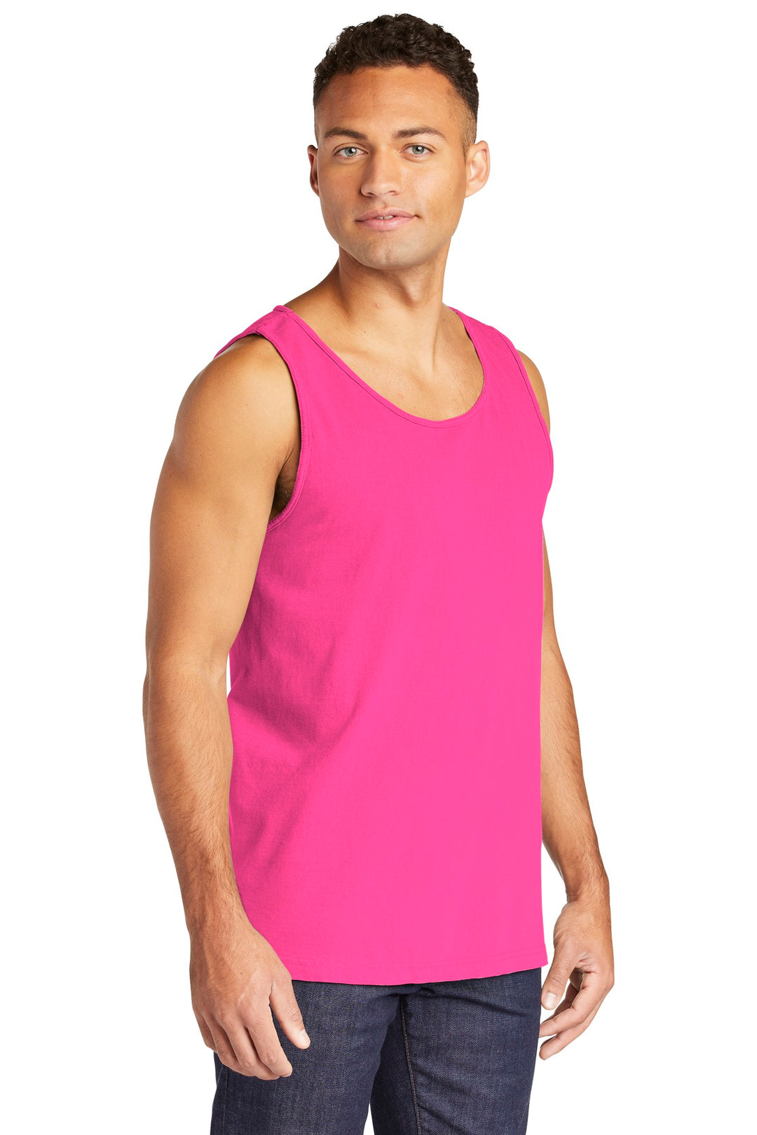 Neon Pink COMFORT COLORS Heavyweight Ring Spun Tank Top. 9360