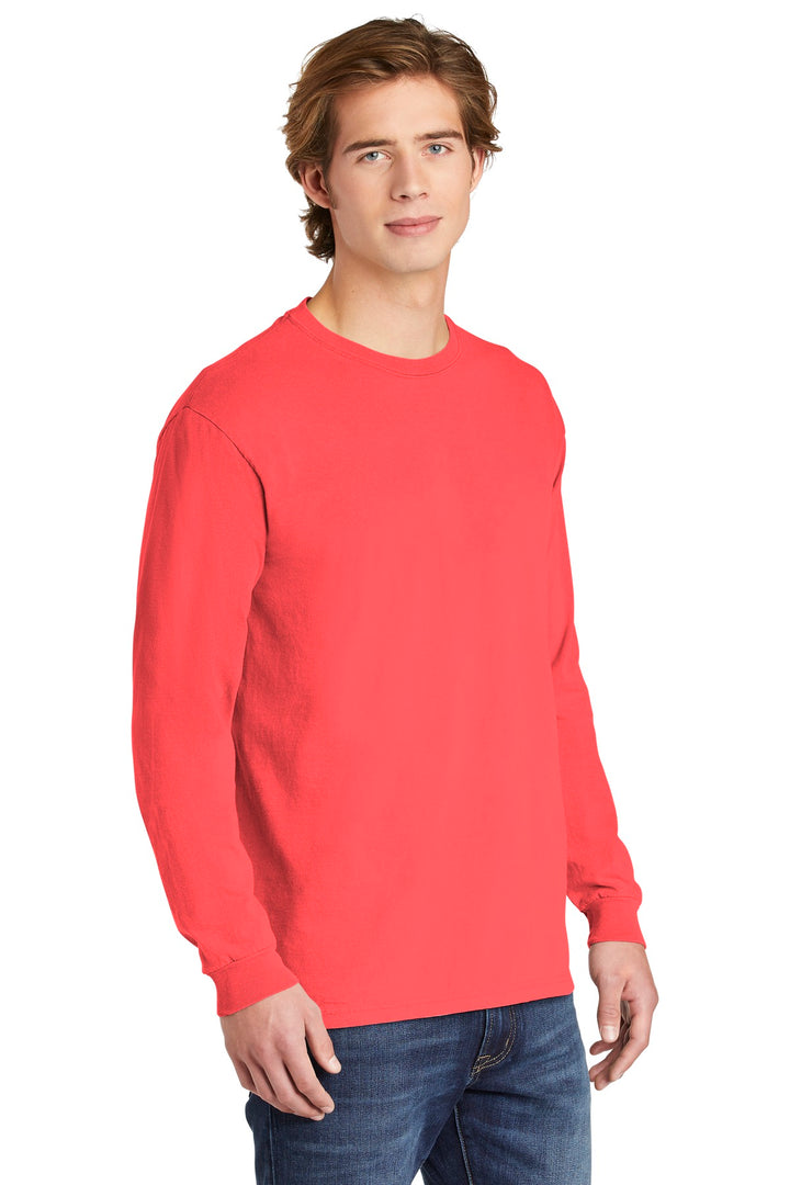 Neon Red Orng COMFORT COLORS Heavyweight Ring Spun Long Sleeve Tee. 6014
