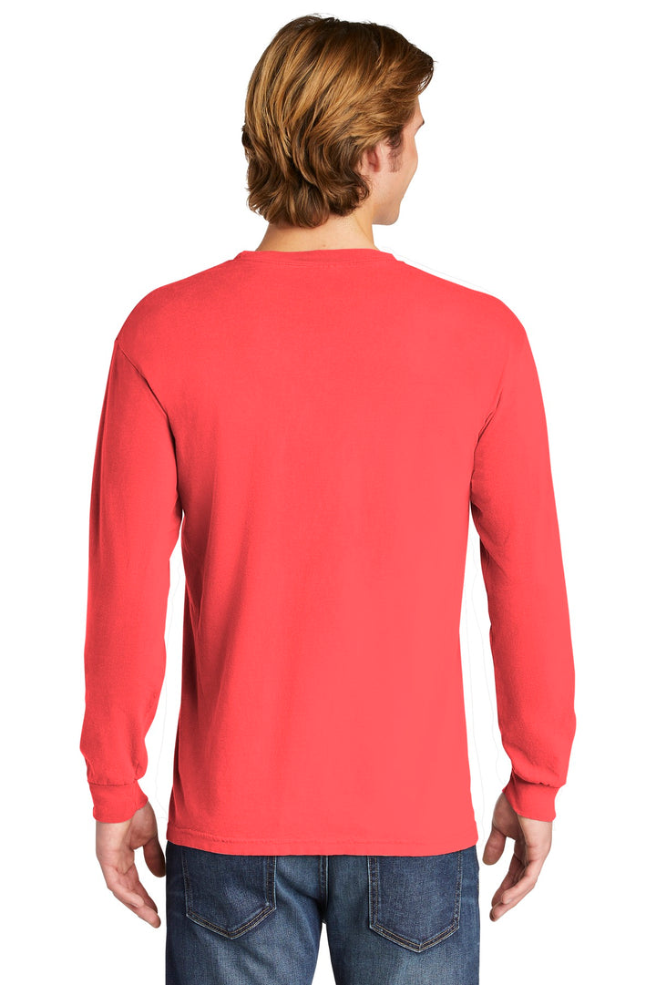 Neon Red Orng COMFORT COLORS Heavyweight Ring Spun Long Sleeve Tee. 6014