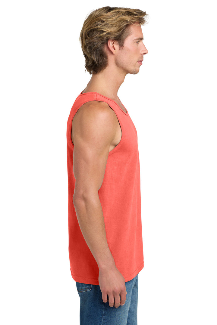 Neon Red Orng COMFORT COLORS Heavyweight Ring Spun Tank Top. 9360