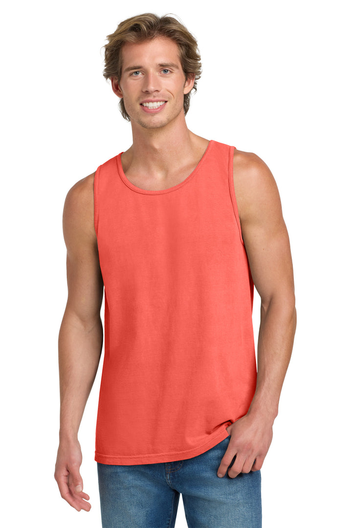Neon Red Orng COMFORT COLORS Heavyweight Ring Spun Tank Top. 9360