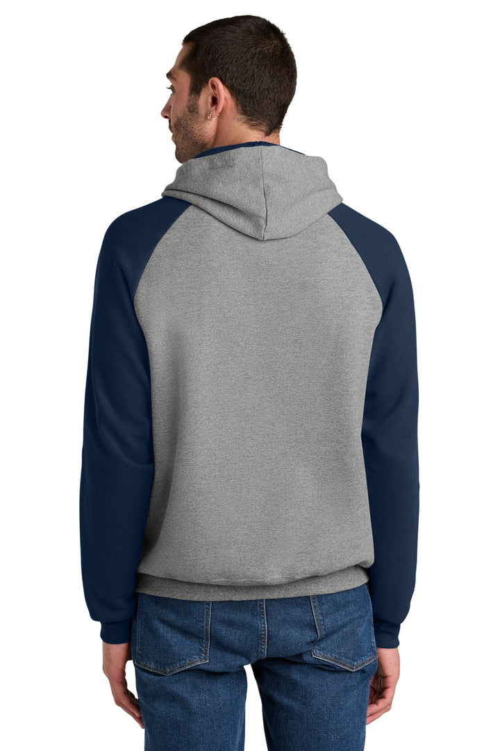 Ox/JNavy Jerzees Unisex NuBlend Colorblock Raglan Hoodie Sweatshirt 96C