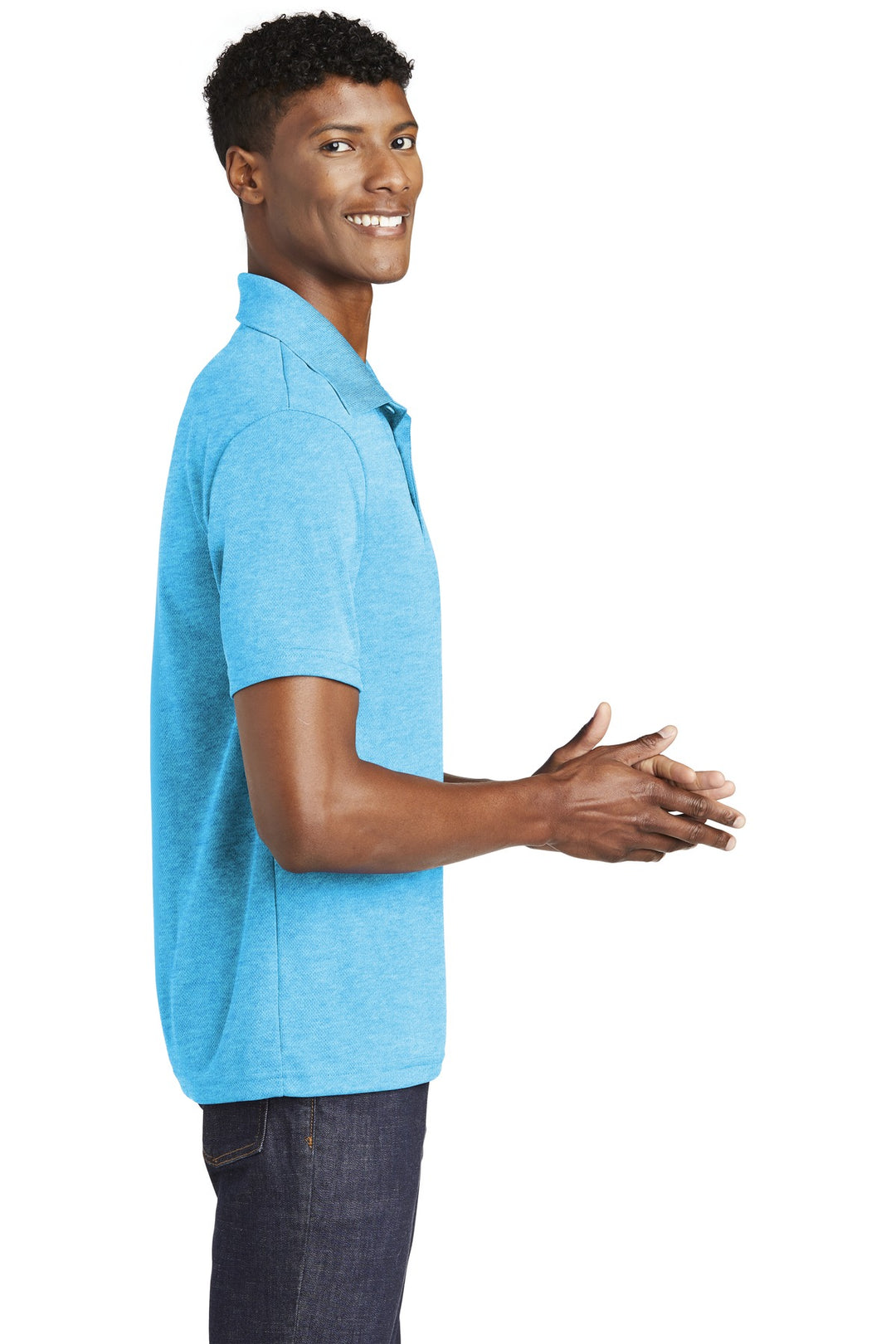 Pond Blue Hthr Sport-Tek PosiCharge RacerMesh Polo. ST640