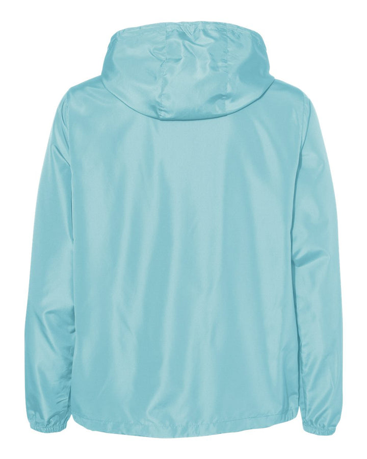 Rear View of Aqua Lightweight Quarter-Zip Windbreaker Pullover Jacket - EXP54LWP