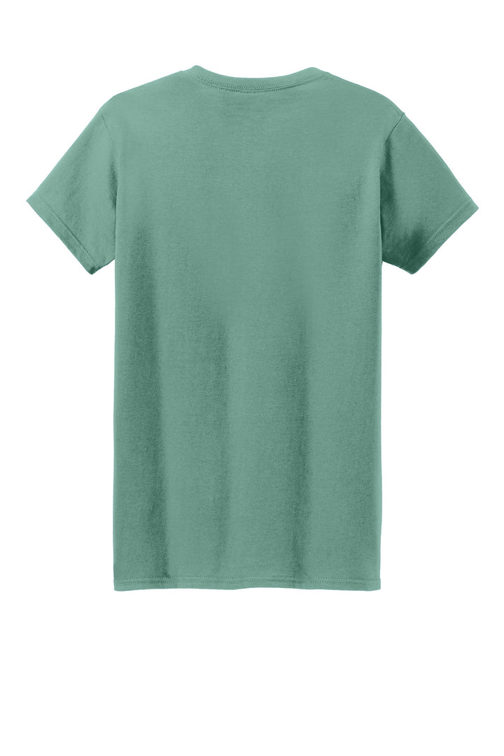 Rear View of Aquatic Gildan Women's Heavy Cotton 100% Cotton T-Shirt. 5000L