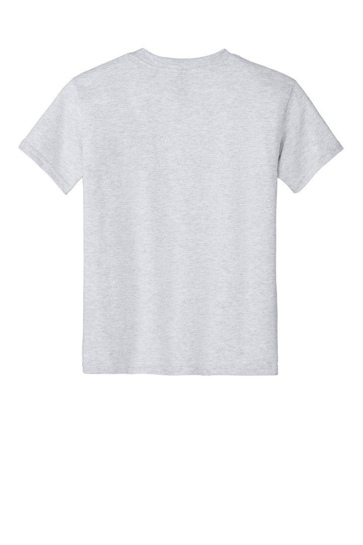 Rear View of Ash Gildan Youth DryBlend 50 Cotton/50 Poly T-Shirt. 8000B