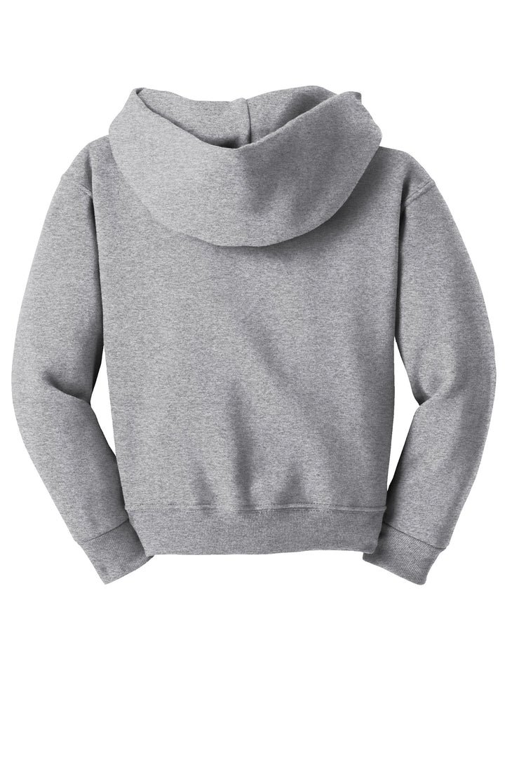 Rear View of AthlHthr Jerzees - Youth NuBlend Pullover Hooded Sweatshirt. 996Y