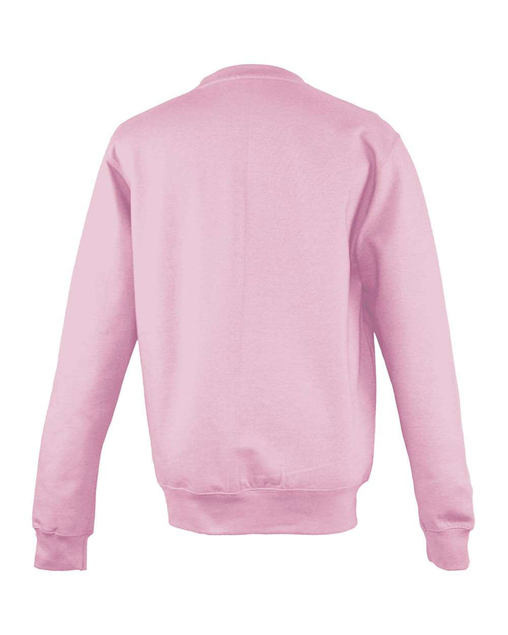Rear View of Baby Pink College Crewneck Sweatshirt - JHA030