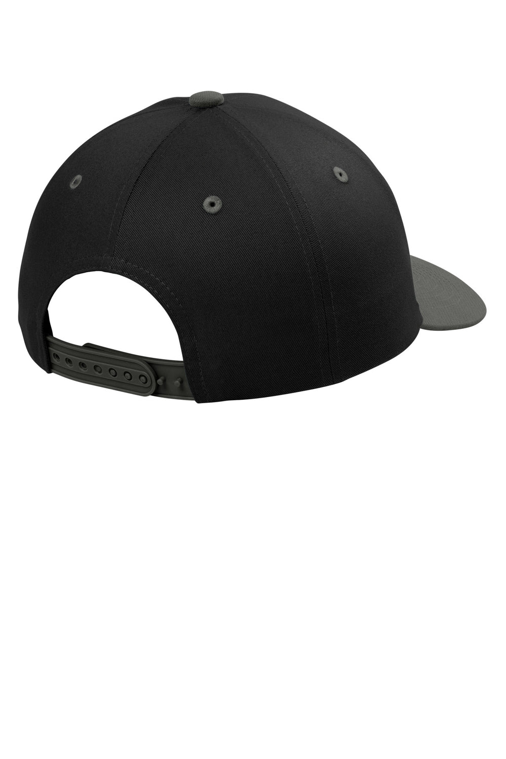 Rear View of Bk/GyStl Port Authority Snapback Cap C408