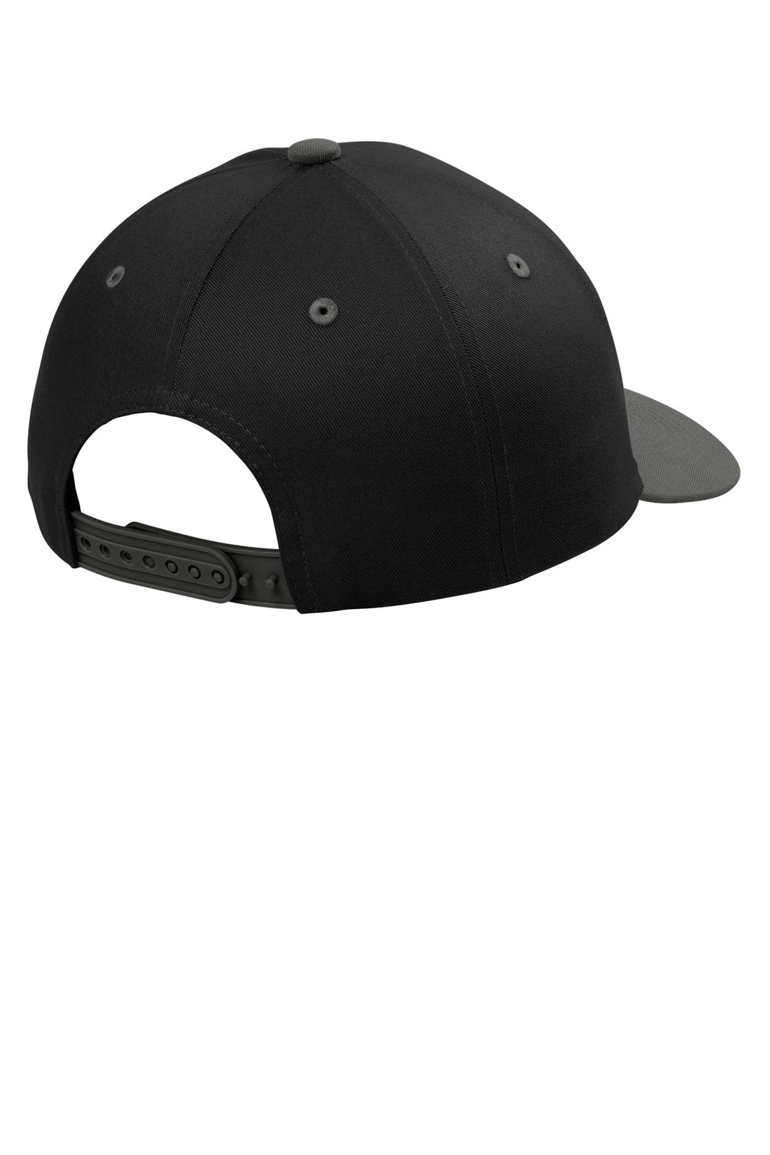 Rear View of Bk/GyStl Port Authority Snapback Cap C408