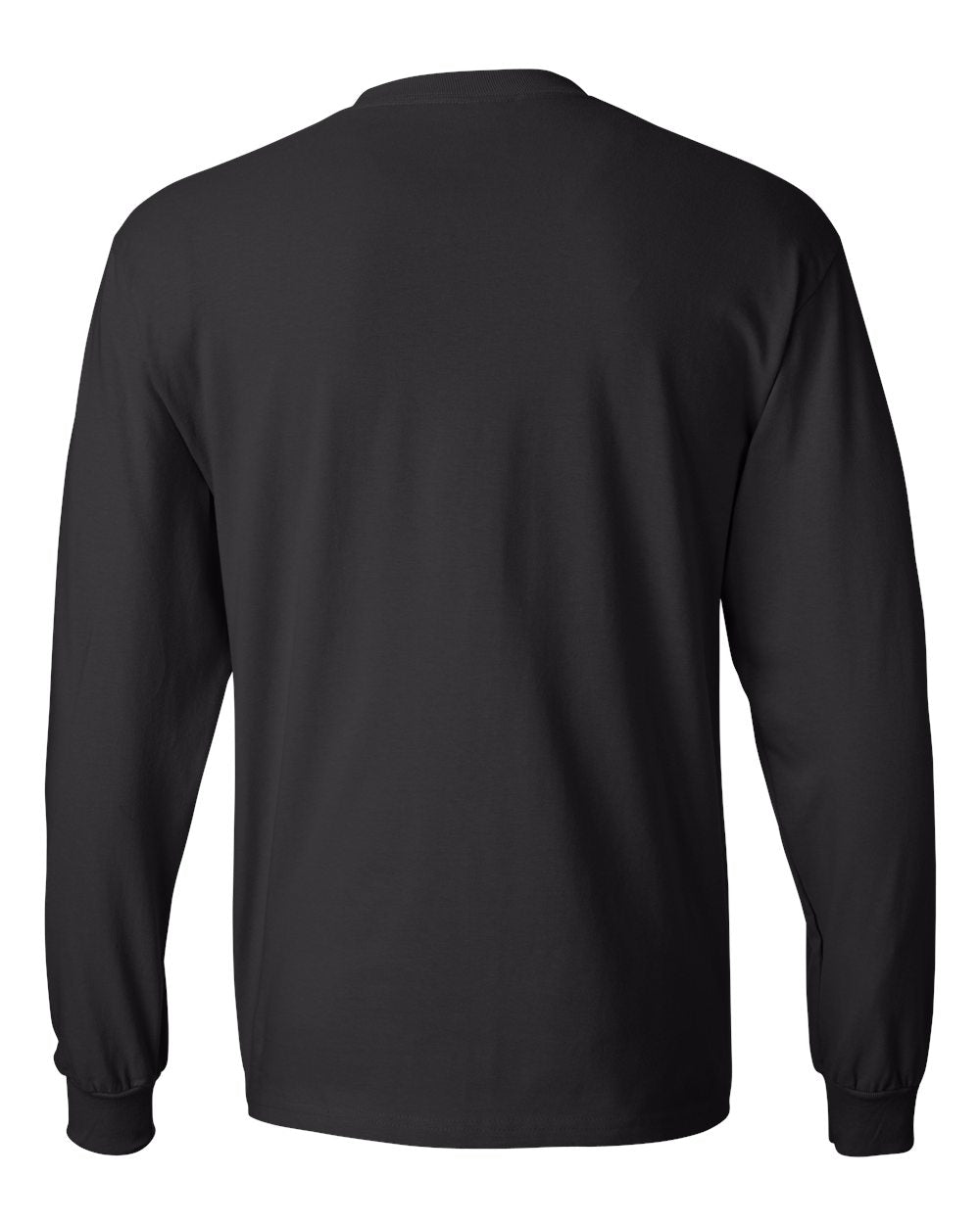 Rear View of Black Beefy-T® Long Sleeve T-Shirt - 5186