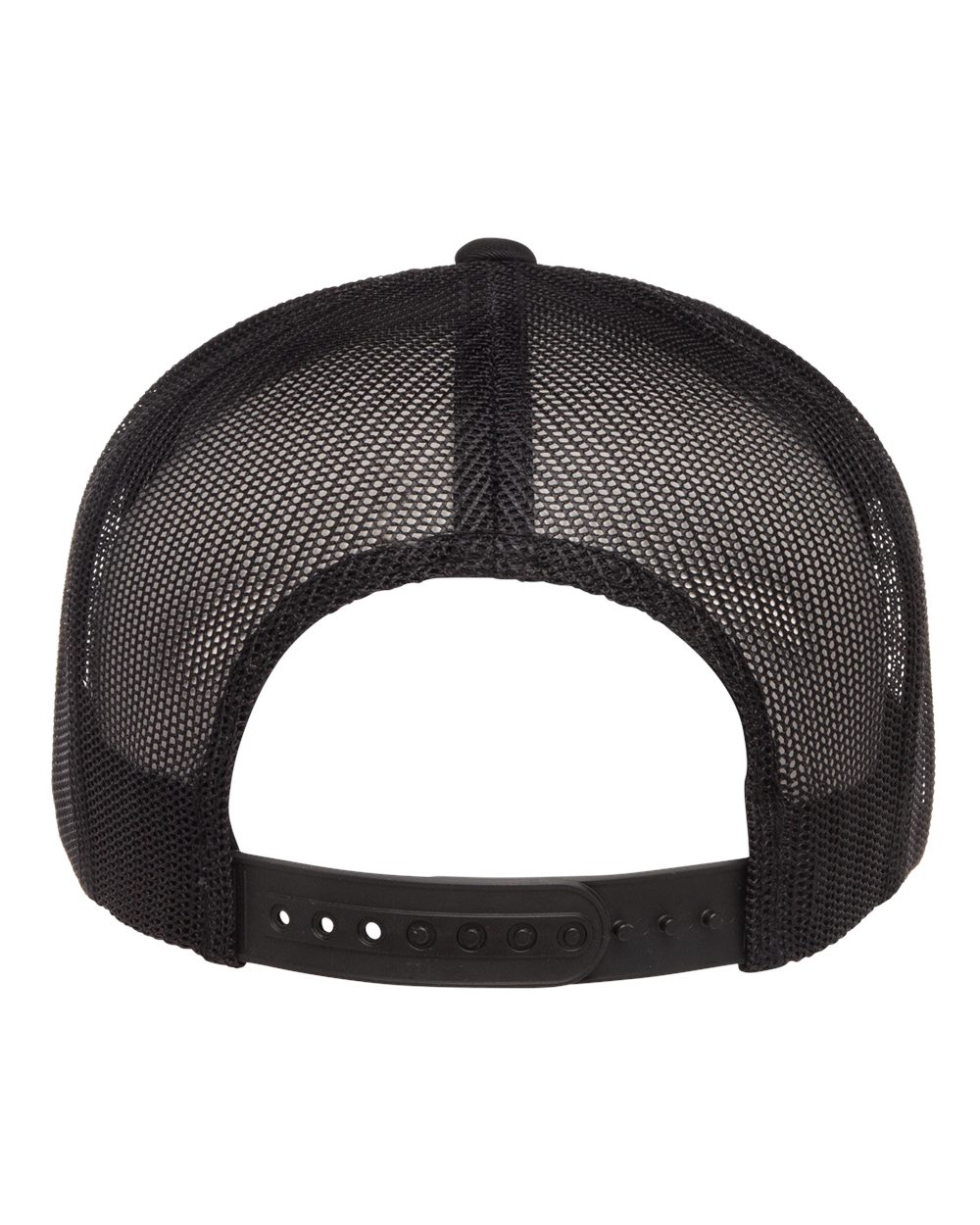 Rear View of Black Five-Panel Classic Trucker Cap - 6006