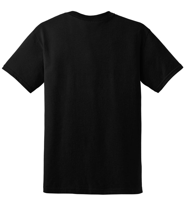 Rear View of Black Gildan DryBlend 50 Cotton/50 Poly T-Shirt. 8000